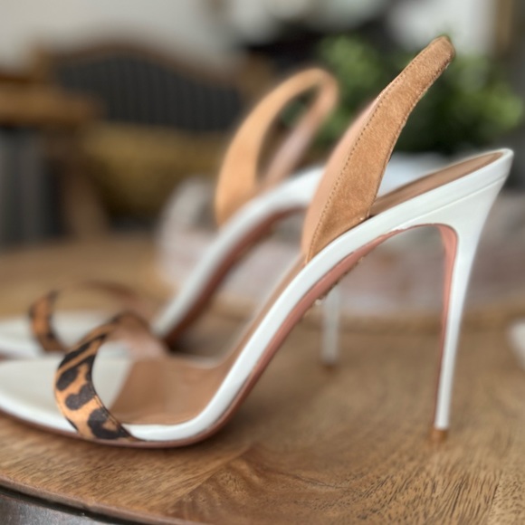Aquazzura Shoes - Aquazzura So Nude Leopard-Strap Slingback Sandals sexy high heels